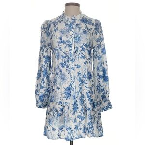H&M White Dress with Blue Floral Print
